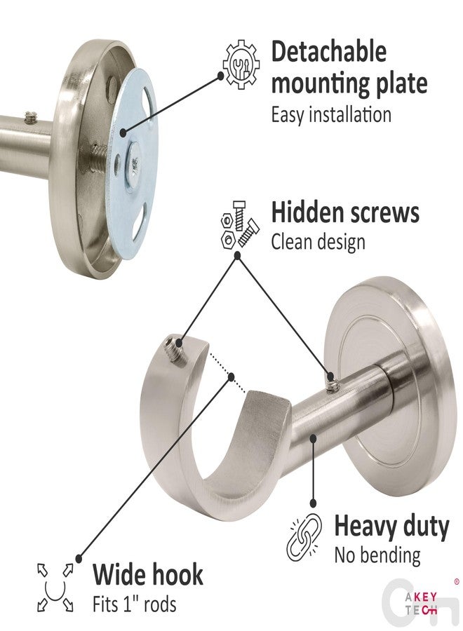 A Key Tech Ceiling Curtain Rod Bracket (Brushed Nickel - Set of 3) - Image 4
