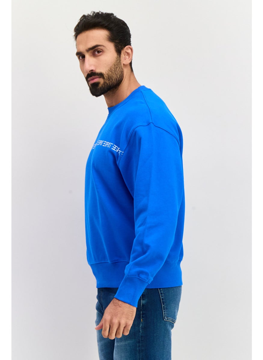 ESPRIT - Men Crew Neck Graphic Print Long Sleeve Sweatshirt, Blue - Image 1