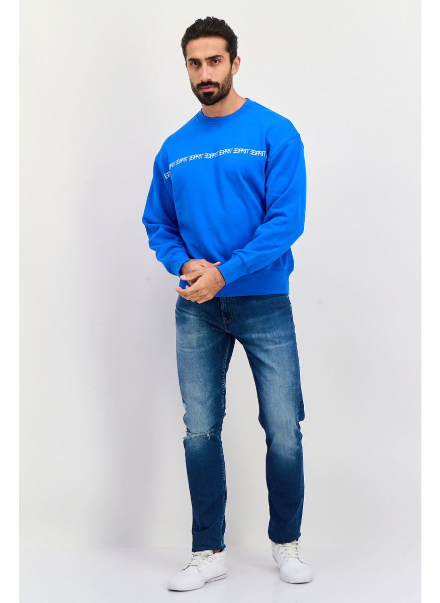 ESPRIT - Men Crew Neck Graphic Print Long Sleeve Sweatshirt, Blue - Image 1