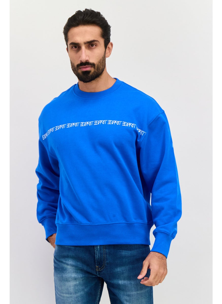 ESPRIT - Men Crew Neck Graphic Print Long Sleeve Sweatshirt, Blue - Image 1