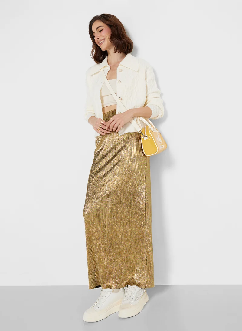 جينجر Cable Knit Collared Cardigan