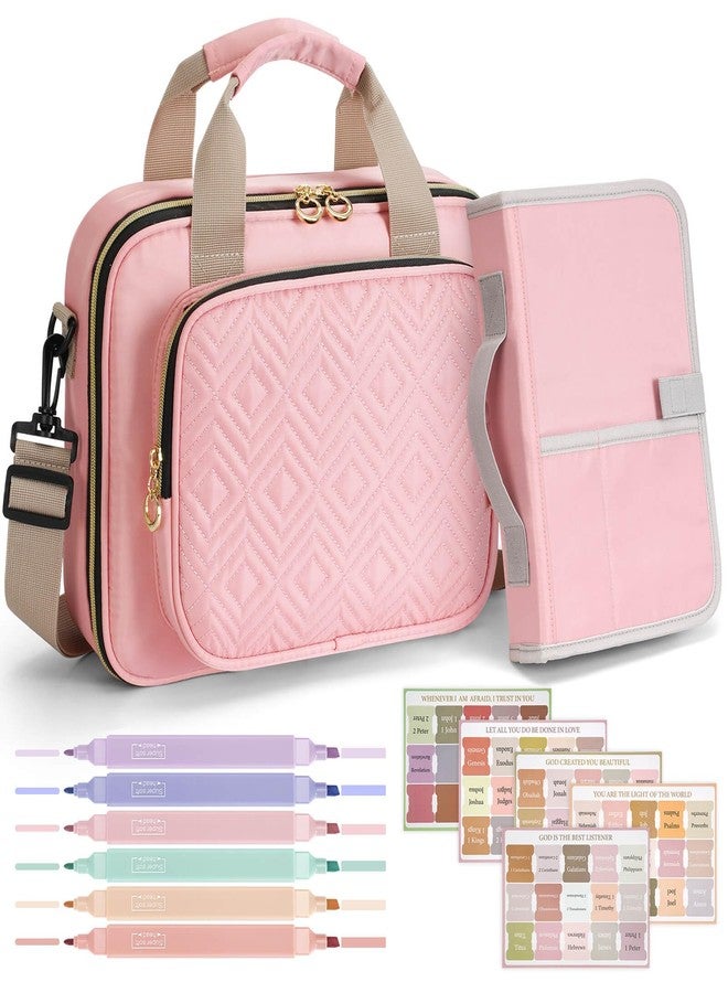 heouvo Bible Cover Case for Women with No Bleed Highlighters Pens and Bible Tabs, Large Bible Bag Case with Add-On Book Cover, Bible Study Supplies Bible Journaling Kit - Image 1