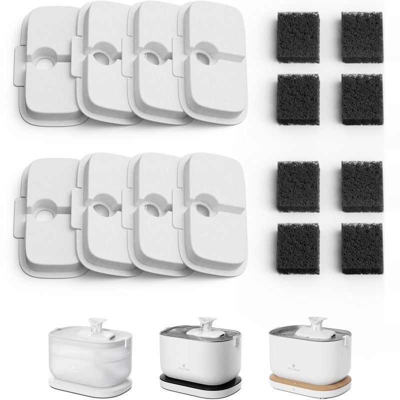 PETLIBRO Replacement Filters for Dockstream Cat Water Fountain PLWF106/PLWF116/PLWF115/PLWF105/PLWF005, 4 Months Set of Replacement Filters for Ultra Quiet Cat Fountain, 8 Count for Pet Water Fountain - Image 1