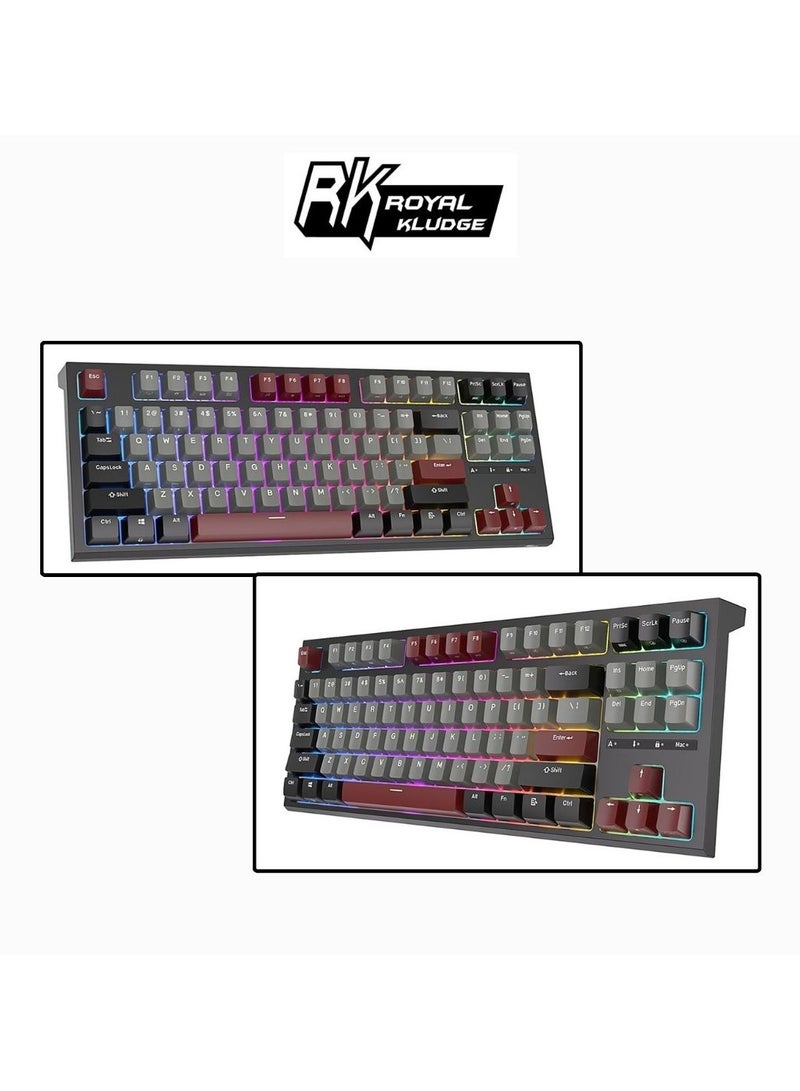 رويال كلودج لوحة مفاتيح ميكانيكية قابلة للتبديل Royal Kludge RK-R87 RGB 87 مفتاح باللون الأسود (مفتاح أزرق) - Image 2