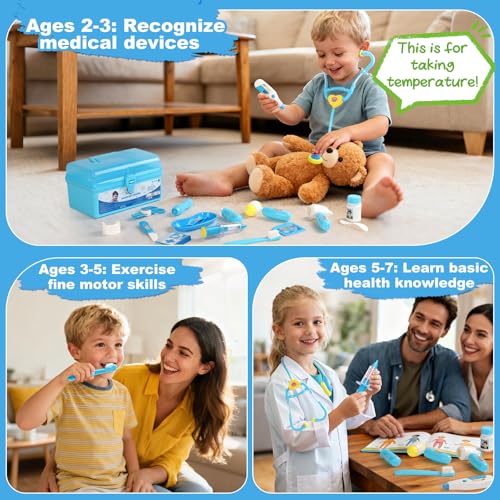 Fajiabao Doctor Kit for Toddlers 3-5 Dress Up Toys for 2 3 4 Year Old Girls Pretend Kids Doctor Play Set with Doctor Costume Toy Stethoscope for 2 3 4 5 6 Year Old Girls Boys Christmas Birthday Gifts - Image 4