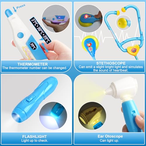 Fajiabao Doctor Kit for Toddlers 3-5 Dress Up Toys for 2 3 4 Year Old Girls Pretend Kids Doctor Play Set with Doctor Costume Toy Stethoscope for 2 3 4 5 6 Year Old Girls Boys Christmas Birthday Gifts - Image 2