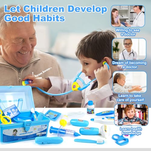 Fajiabao Doctor Kit for Toddlers 3-5 Dress Up Toys for 2 3 4 Year Old Girls Pretend Kids Doctor Play Set with Doctor Costume Toy Stethoscope for 2 3 4 5 6 Year Old Girls Boys Christmas Birthday Gifts - Image 3