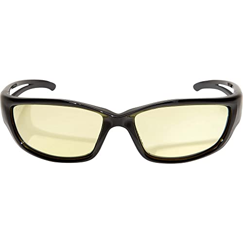 Edge SK-XL112 Kazbek XL Wrap-Around Safety Glasses, Anti-Scratch, Non-Slip, UV 400, Military Grade, ANSI/ISEA & MCEPS Compliant, XL Wide Fit, Black Frame/Yellow Lens - Image 2