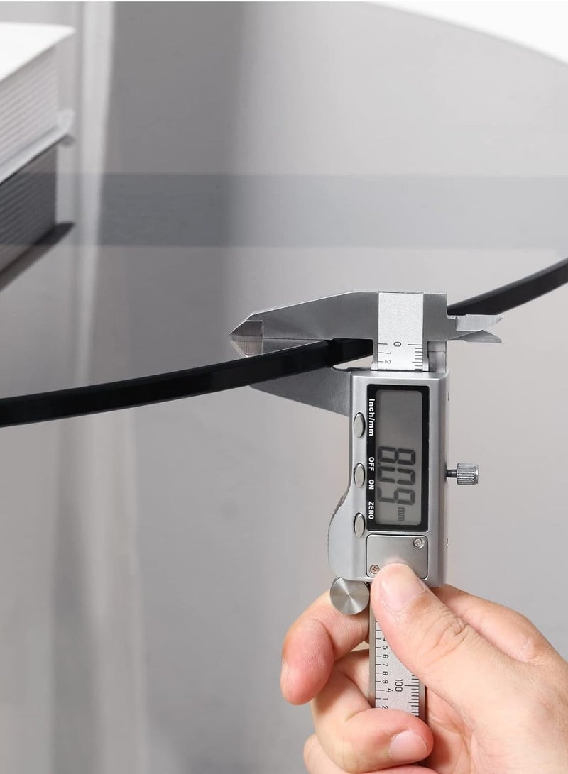 ويسفور طاولة قهوة دائرية من الزجاج المقوى 80 سم × 40 سم، طاولات بسيطة حديثة ذات سطح زجاجي رمادي لامع مع إطار أسود غير لامع، طاولة مركزية دائرية كبيرة شفافة، ديكور أثاث منزلي - Image 4