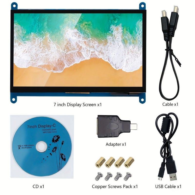 7 Inch IPS LCD Touch Screen Display Monitor 1024x600 Capacitive Panel for Raspberry Pi 5 4 3 Zero W Windows 10 8 7 - Image 3