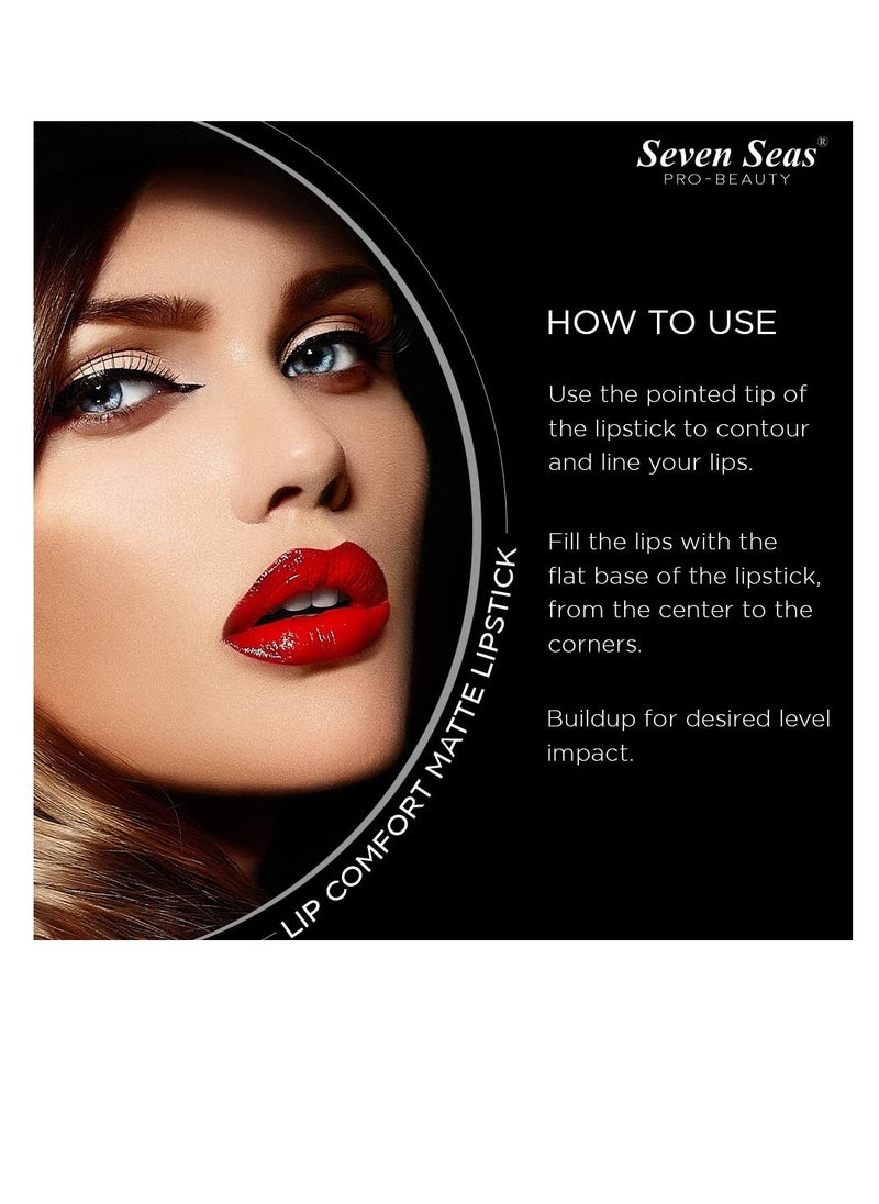 Seven Seas Seven Seas Lip Comfort Velvet Finish Matte Lipstick Long Lasting Smooth Application fsun proTransferproof and Smudge Proof  Highly Pigemented Lipstick for Women Monza  - Image 3