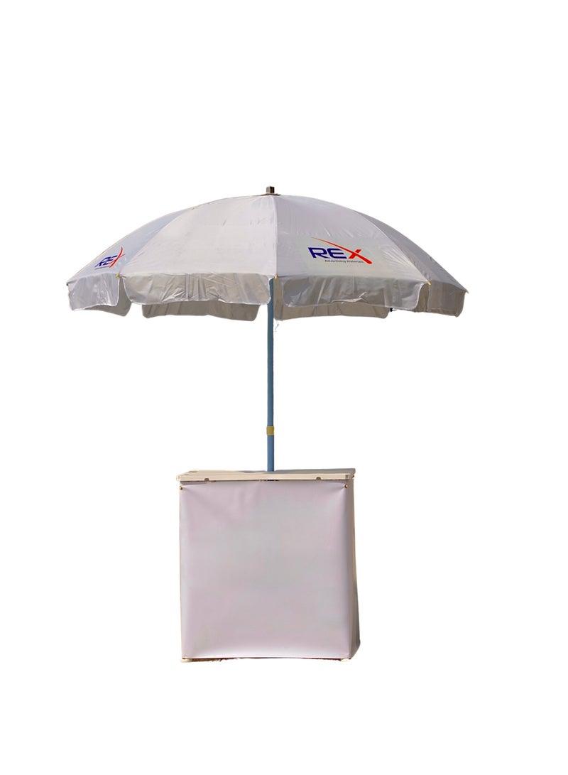 ركس طاولة عرض مع مضلة لون ابيض طاولة اعلانات بطول 2 متر HN20 - Image 1