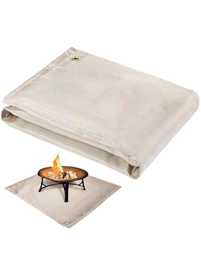 HOOKOR 39''× 39'' Fire Pit Mat - Fireproof Stove Grill Mats Blanket for Wood Deck Insulation, Camping BBQ Temperature Resistant Rugs Accessories for Outside Indoor Lawn Protection  - Image 1