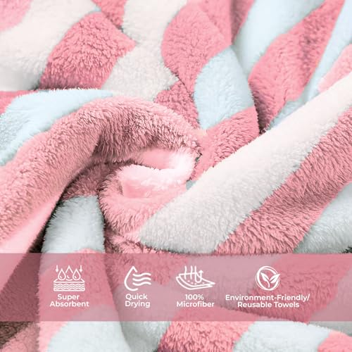 MAXOSHINE Microfiber 250 tcTowels for Bath-Stripes Bath Towel for Men and Women-Soft Coral Fleece Towel with Hook Quick Dry Super Absorbent-70 x 140 cm (Brown/Peach, Pack of 2) - Image 5