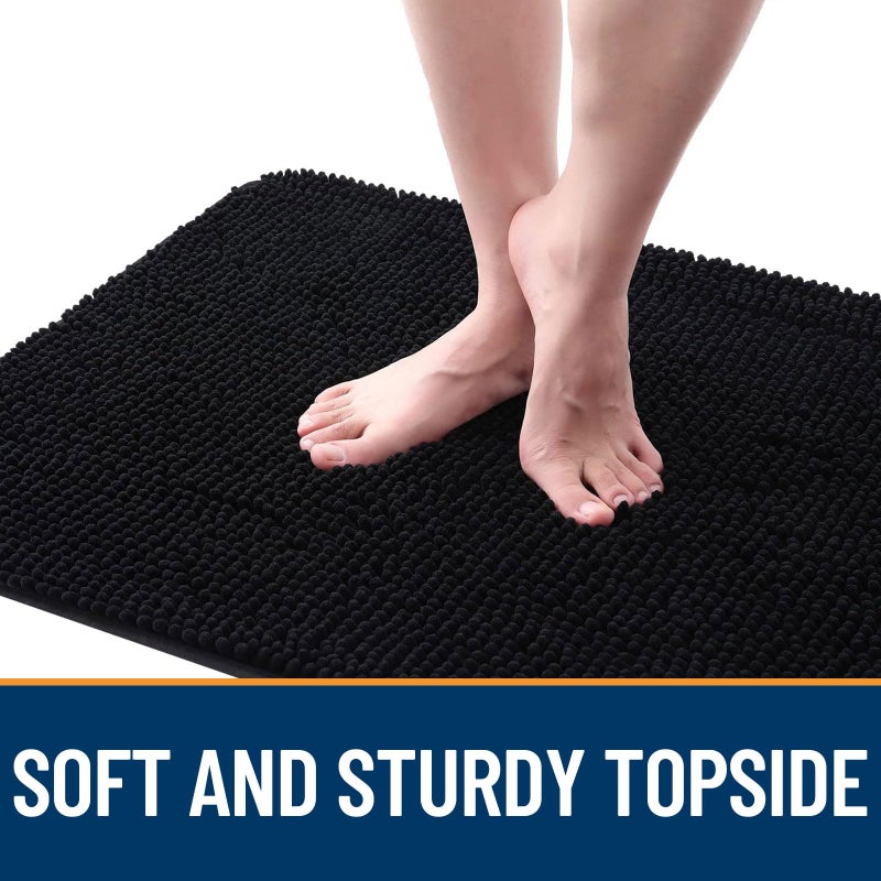 OLANLY Dog Door Mat for Muddy Paws 24x16, Absorbs Moisture and Dirt, Absorbent Non-Slip Washable Doormat, Quick Dry Chenille Mud Mat for Dogs, Entry Indoor Entryway Carpet for Inside Floor, Black - Image 4