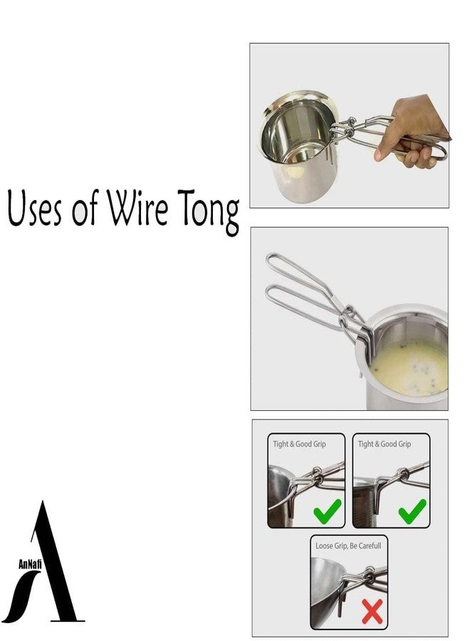 AnNafi® Chimta For Roti + Wire Tong Set | Stainless Steel Tongs Chimta Indian Style Food Tweezer For Grilling, Serving & Cooking Chapati Chimpta | Indian Tong Pakkad Set Kitchen Tong Utensils Gadgets - Image 5