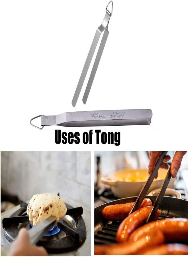 AnNafi® Chimta For Roti + Wire Tong Set | Stainless Steel Tongs Chimta Indian Style Food Tweezer For Grilling, Serving & Cooking Chapati Chimpta | Indian Tong Pakkad Set Kitchen Tong Utensils Gadgets - Image 4