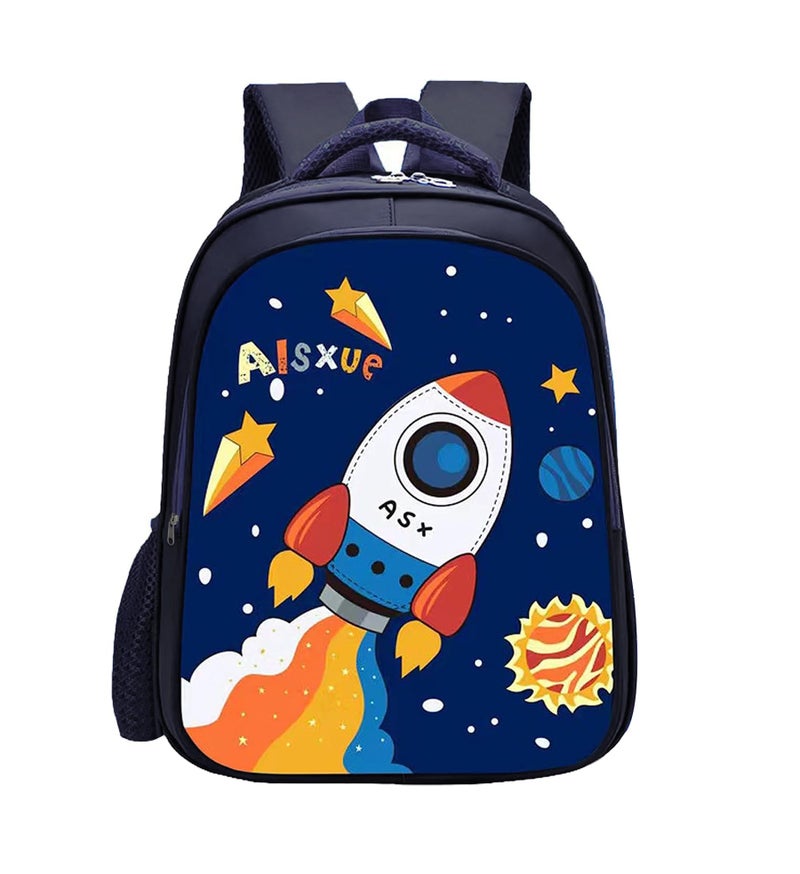 Frantic Waterproof Polyester 26 L 2 Compartment School Backpack With Pencil/Staionery Pouch School Bag Class 1 to 8 Daypack Picnic Bag For School Going Boys & Girls(BK_Blue_ASX_Rocket_24_B) - Image 1