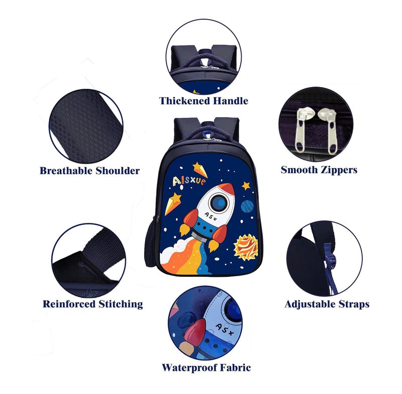 Frantic Waterproof Polyester 26 L 2 Compartment School Backpack With Pencil/Staionery Pouch School Bag Class 1 to 8 Daypack Picnic Bag For School Going Boys & Girls(BK_Blue_ASX_Rocket_24_B) - Image 4