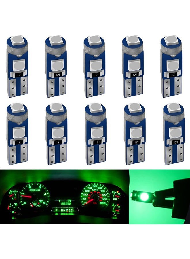 AUXLIGHT Green T5 37 74 2721 PC74 PC37 LED Bulb, 3030 Chips Super Bright 12 Volt Replacements, Interior Dome Map Dashboard Indicator Instrument Panel Gauge Cluster Lamp Lights (Pack of 10) - Image 1