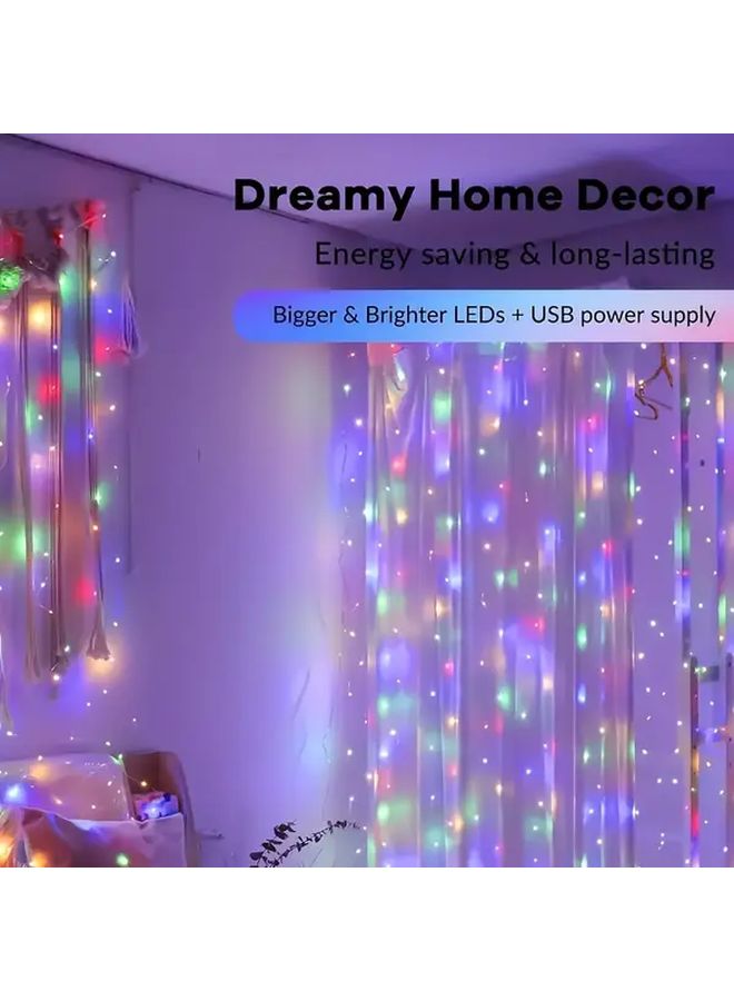 أضواء ستارة الجنيات متعددة الألوان 100 LED مع جهاز تحكم عن بعد USB و8 أوضاع لتزيين الديكور الداخلي - Image 2