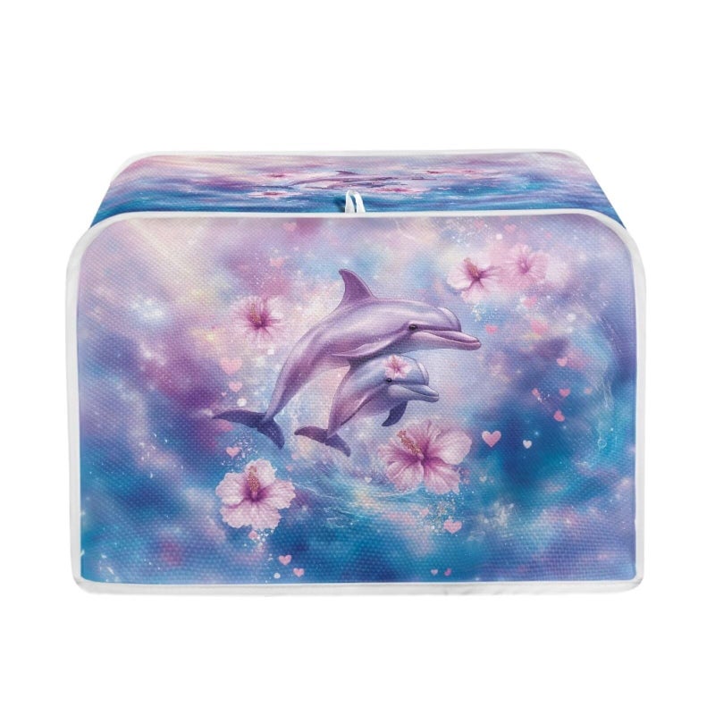 Talayituse Dolphin Hibiscus Print 2 Slice Toaster Covers Dust Protection Bread Maker Covers Toaster Oven Cloth Cover Kitchen Accessories Washable Appliance Cover S - Image 2