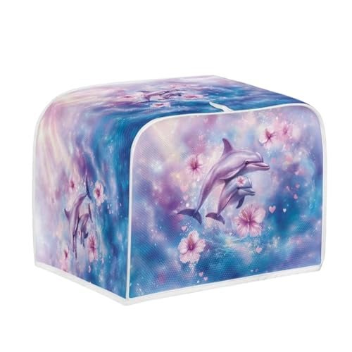 Talayituse Dolphin Hibiscus Print 2 Slice Toaster Covers Dust Protection Bread Maker Covers Toaster Oven Cloth Cover Kitchen Accessories Washable Appliance Cover S - Image 3