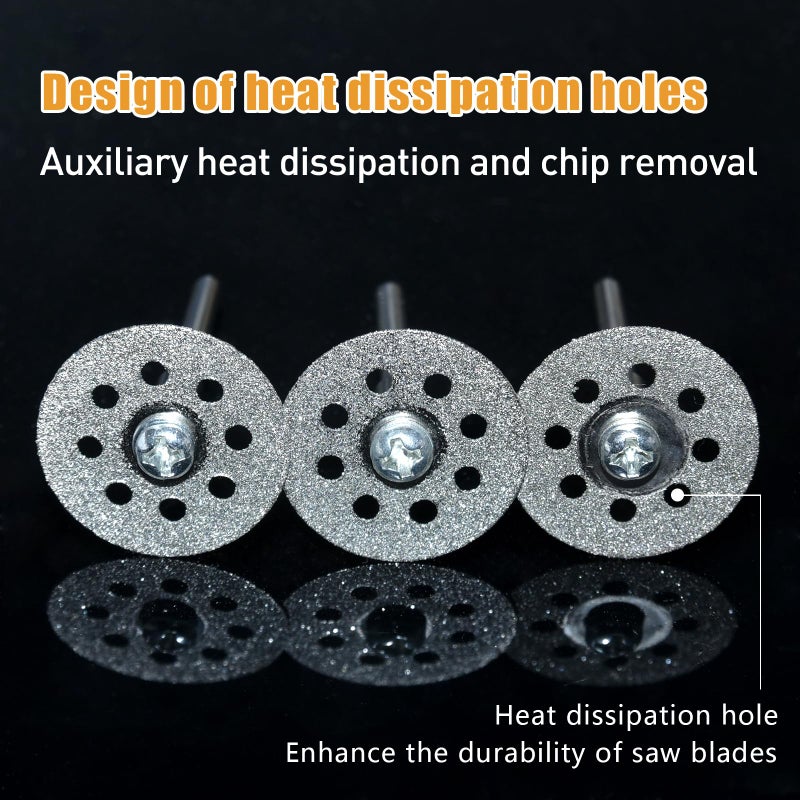 FOTYBEI 20 pcs 545 Diamond Cutting Wheel Cut Off Discs Coated (22mm) for Dremel Rotary Tool with 402 Mandrel (3mm) 4pcs and Screwdriver for Rotary Tool Accessories - Image 3