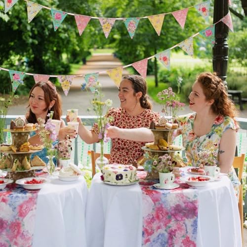 Talking Tables 13ft Vintage Floral Paper Bunting | Afternoon Tea Party Decorations, Wedding, Mother's Day, Bridgerton Birthday Decorations | Floral Banner & Décor, Bridal Shower, Baby Shower - Image 3