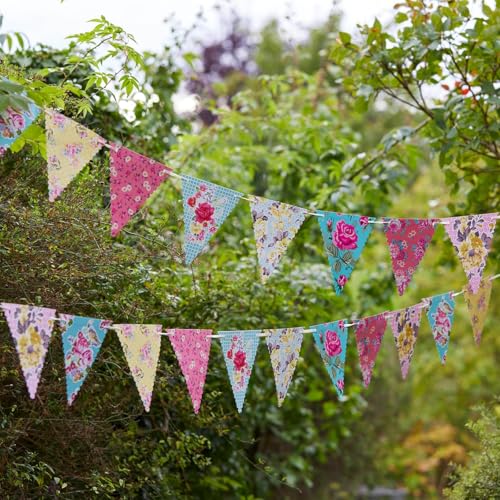 Talking Tables 13ft Vintage Floral Paper Bunting | Afternoon Tea Party Decorations, Wedding, Mother's Day, Bridgerton Birthday Decorations | Floral Banner & Décor, Bridal Shower, Baby Shower - Image 2