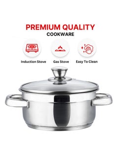 VINOD Vinod Bremen Stainless Steel Saucepot Set of 3 with Glass Lid | 2.5mm Thick Base | Riveted Sturdy Handle | 2 Year Warranty | Induction and Gas Base - Silver  - Image 4