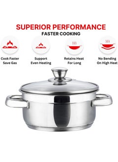 VINOD Vinod Bremen Stainless Steel Saucepot Set of 3 with Glass Lid | 2.5mm Thick Base | Riveted Sturdy Handle | 2 Year Warranty | Induction and Gas Base - Silver  - Image 3