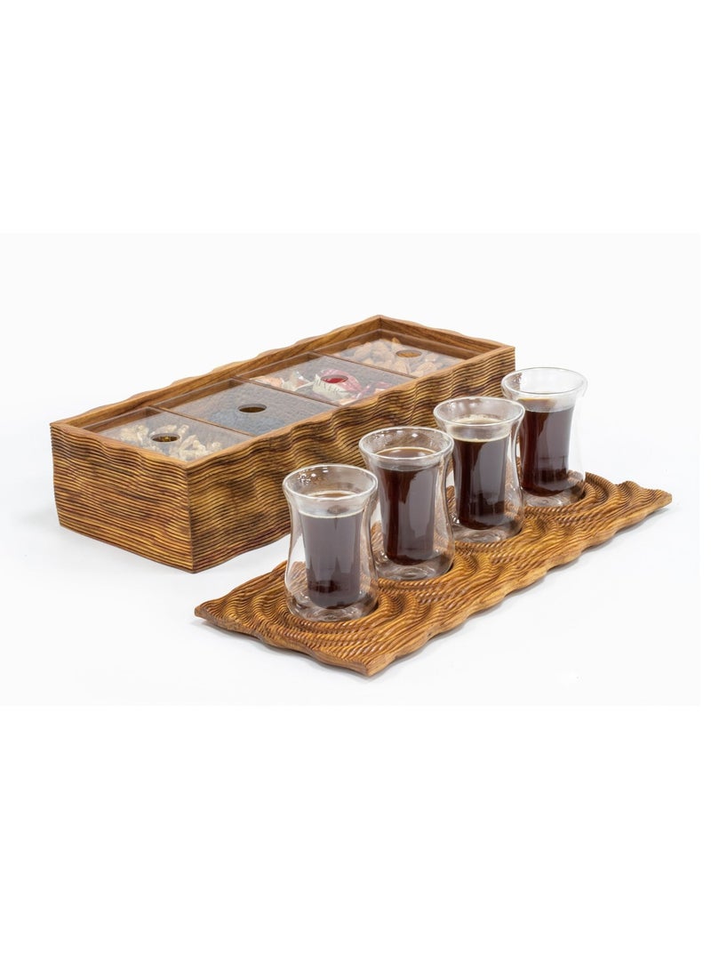 Hilalful HilalFul Solid Wood Platter with Natural Finish | Multipurpose | Kitchenware | Serveware | Trays for Kitchen Decoration | Home Decor Centrepieces for Eid, Ramadan, Eid Al Adha | Tray Organizer Gift - Image 2