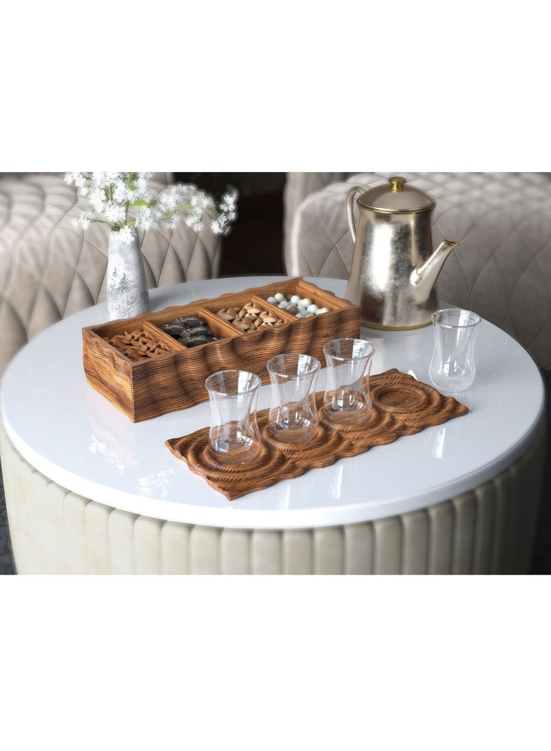 Hilalful HilalFul Solid Wood Platter with Natural Finish | Multipurpose | Kitchenware | Serveware | Trays for Kitchen Decoration | Home Decor Centrepieces for Eid, Ramadan, Eid Al Adha | Tray Organizer Gift - Image 3