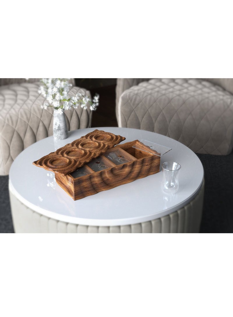 Hilalful HilalFul Solid Wood Platter with Natural Finish | Multipurpose | Kitchenware | Serveware | Trays for Kitchen Decoration | Home Decor Centrepieces for Eid, Ramadan, Eid Al Adha | Tray Organizer Gift - Image 5