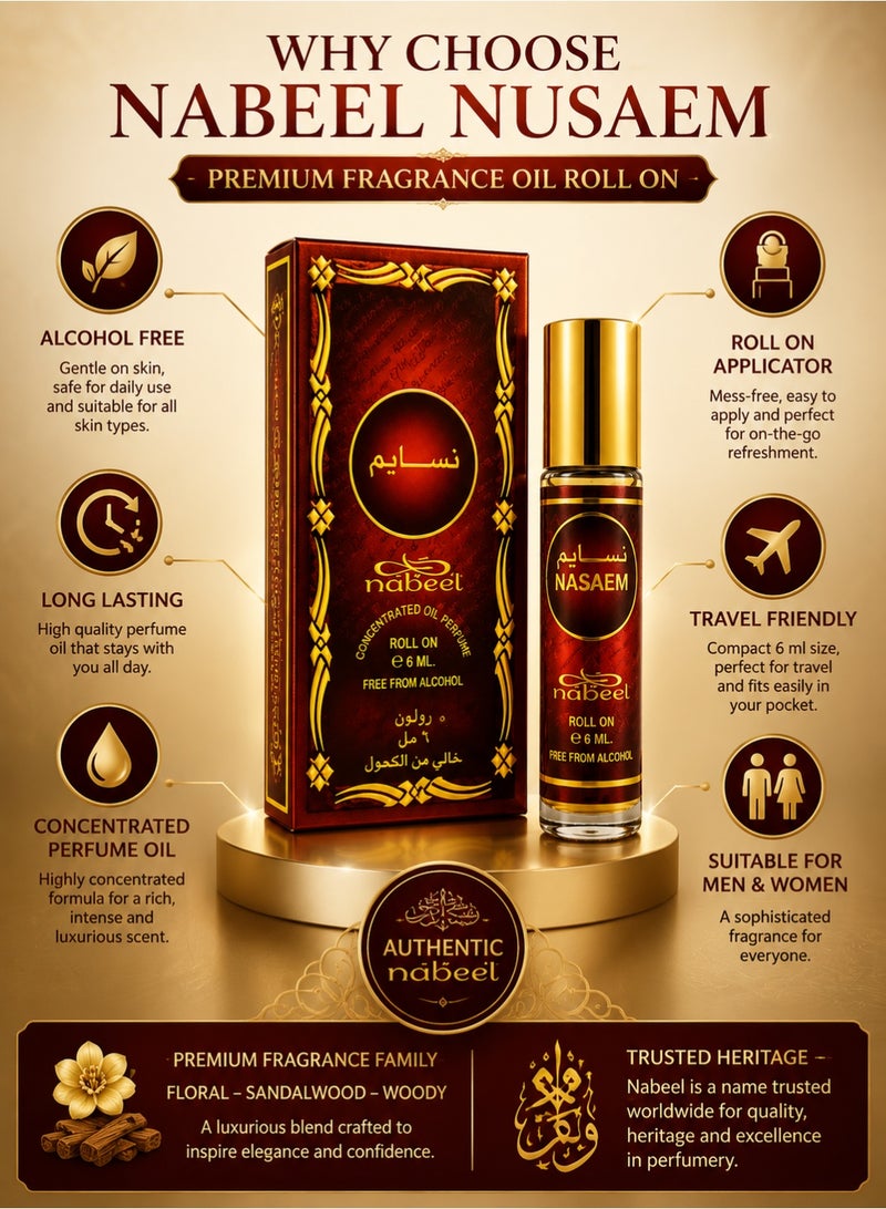 نبيل 3 قطع نبيل نسائم عطر دوار خالي من الكحول 6 مل - Image 5