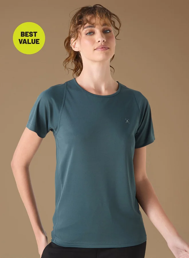 ADOT by Splash Solid Performace T-shirt with Short Sleeves and Crew Neck