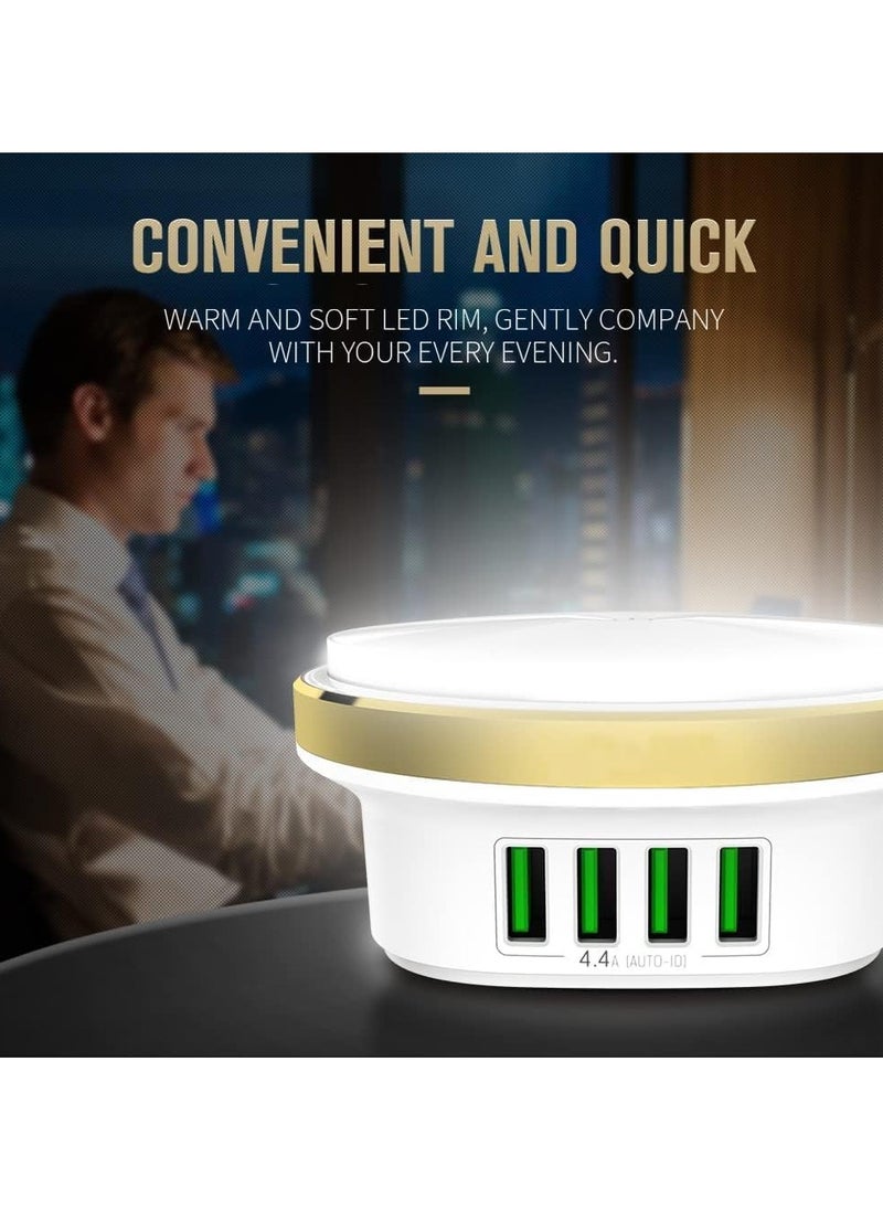 REBENUO 4 -PORTS USB CHARGER TRAVEL ADAPTER WITH LED TOUCH NIGHT LIGHT FOR SMART PHONES.  - Image 4
