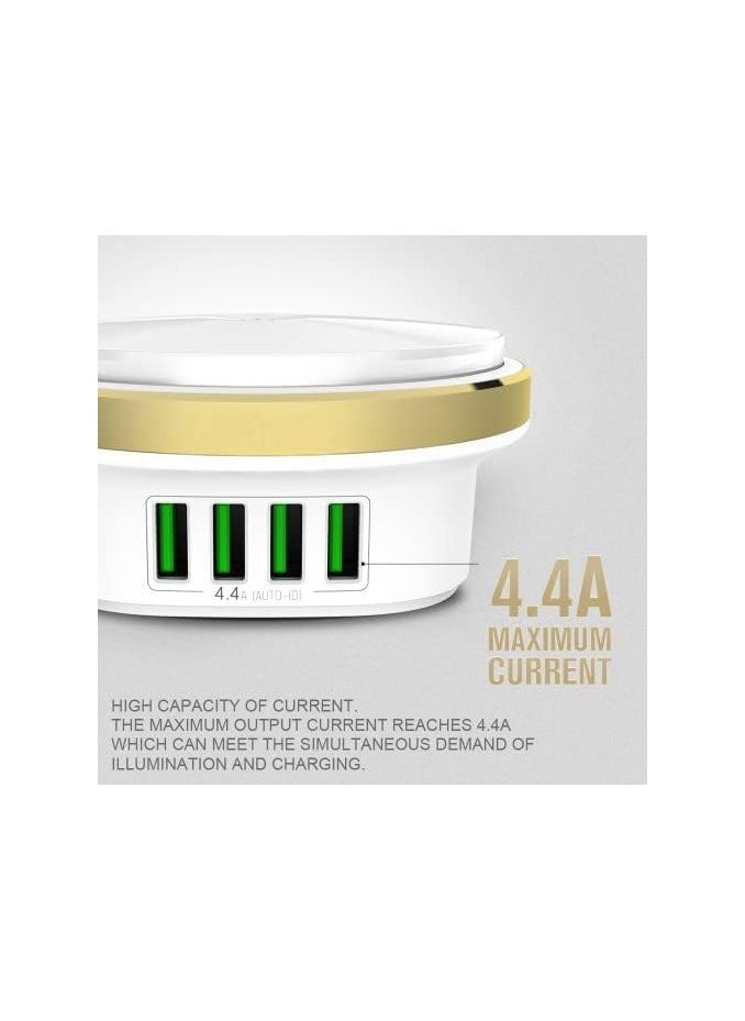 REBENUO 4 -PORTS USB CHARGER TRAVEL ADAPTER WITH LED TOUCH NIGHT LIGHT FOR SMART PHONES.  - Image 2