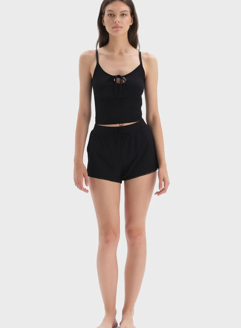 dagi Tie Detail Ribbed Tank Top