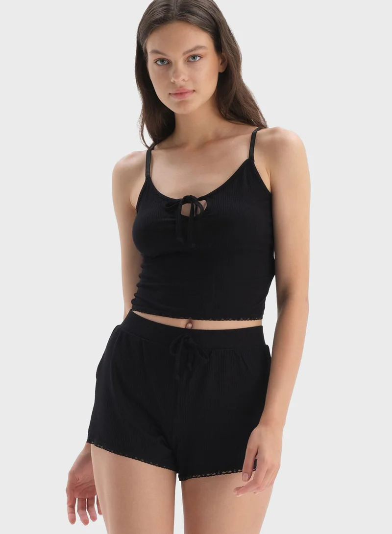 dagi Tie Detail Ribbed Tank Top