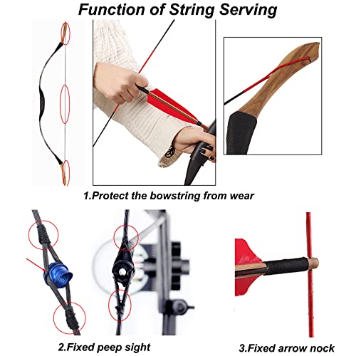 SOPOGER Archery Bowstring Serving Thread Jig 131 yard/120m Durable Nylon Bow Serving String Thread for Compound/Recurve Bow Tying Peep Sight Nock… (Black-White) - Image 4