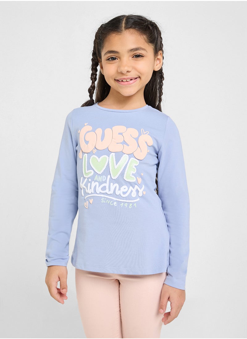 GUESS Kids Logo Detail Long Sleeve T-Shirt  - Image 1