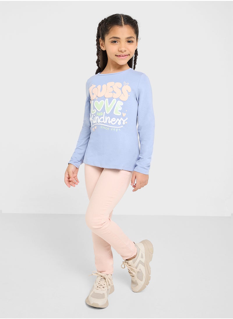 GUESS Kids Logo Detail Long Sleeve T-Shirt  - Image 4