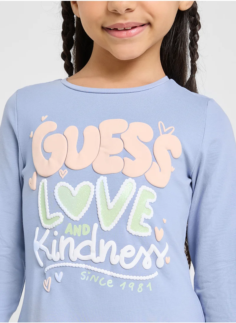 GUESS Kids Logo Detail Long Sleeve T-Shirt