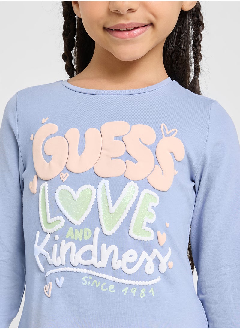 GUESS Kids Logo Detail Long Sleeve T-Shirt  - Image 3