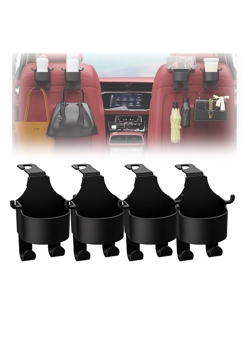 SYOSI 4PCS Multifunctional Hook for Car Seat Back, 3 in 1 Car Seat Cup Holder with Long and Short Headrest Hook for Car Backseat, Universal Hanging, Multifunctional Storage for Car Travel Accessories - Image 1