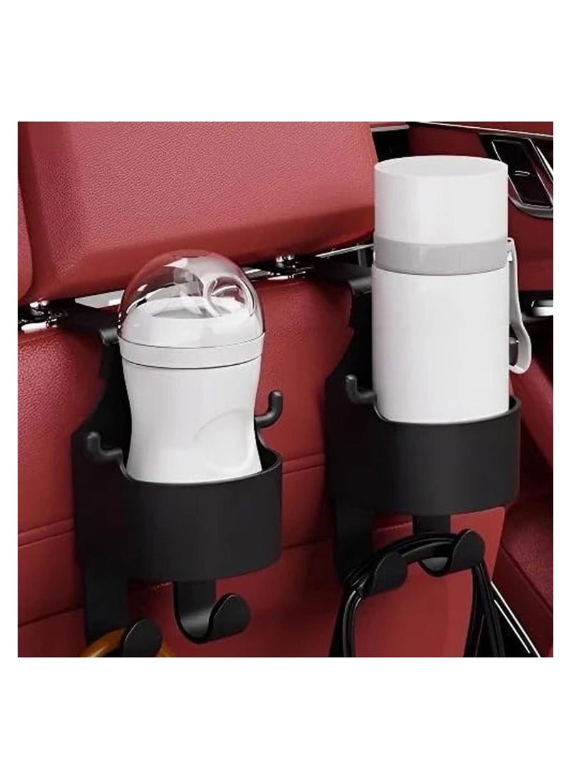 SYOSI 4PCS Multifunctional Hook for Car Seat Back, 3 in 1 Car Seat Cup Holder with Long and Short Headrest Hook for Car Backseat, Universal Hanging, Multifunctional Storage for Car Travel Accessories - Image 2