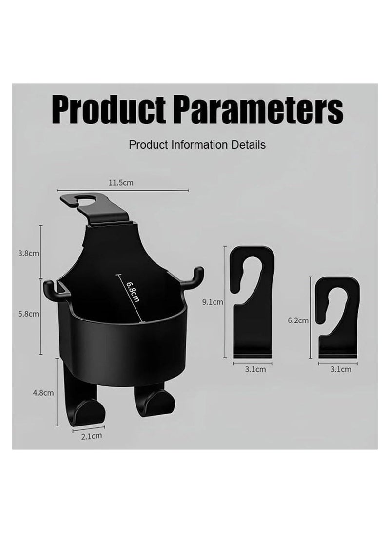 SYOSI 4PCS Multifunctional Hook for Car Seat Back, 3 in 1 Car Seat Cup Holder with Long and Short Headrest Hook for Car Backseat, Universal Hanging, Multifunctional Storage for Car Travel Accessories - Image 4