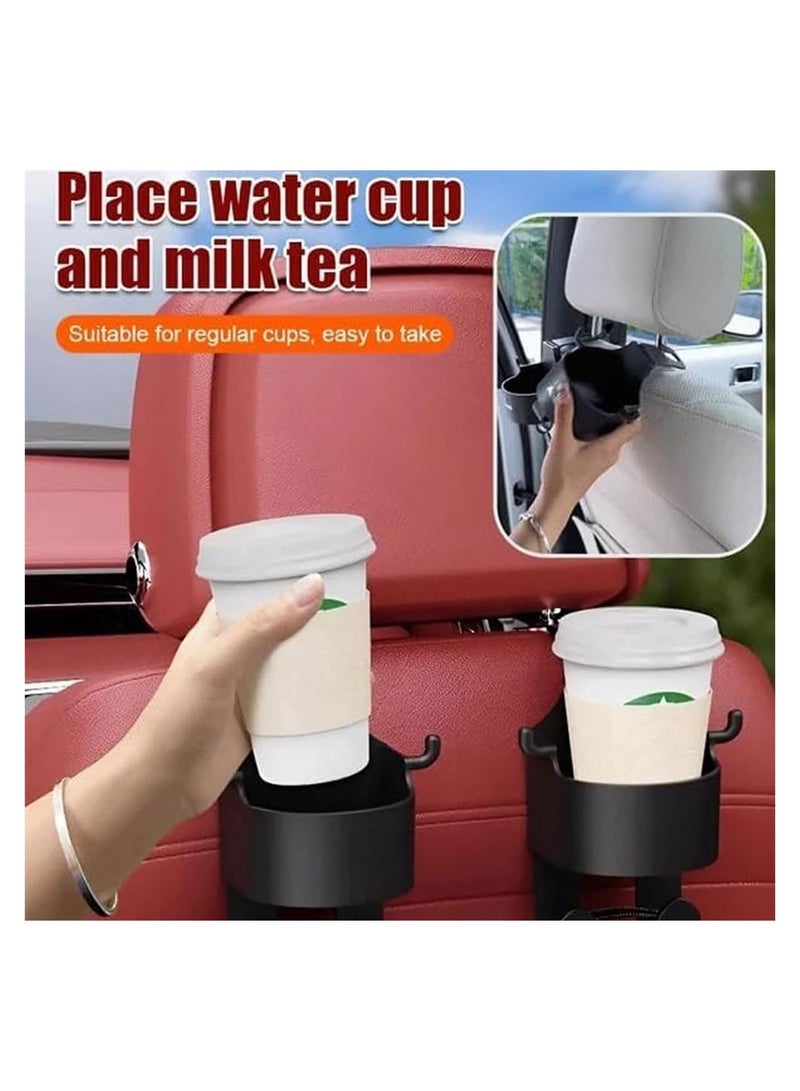 SYOSI 4PCS Multifunctional Hook for Car Seat Back, 3 in 1 Car Seat Cup Holder with Long and Short Headrest Hook for Car Backseat, Universal Hanging, Multifunctional Storage for Car Travel Accessories - Image 3